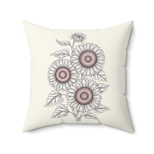 Decoratief Vierkant Kussen Zonnebloem in 4 maten