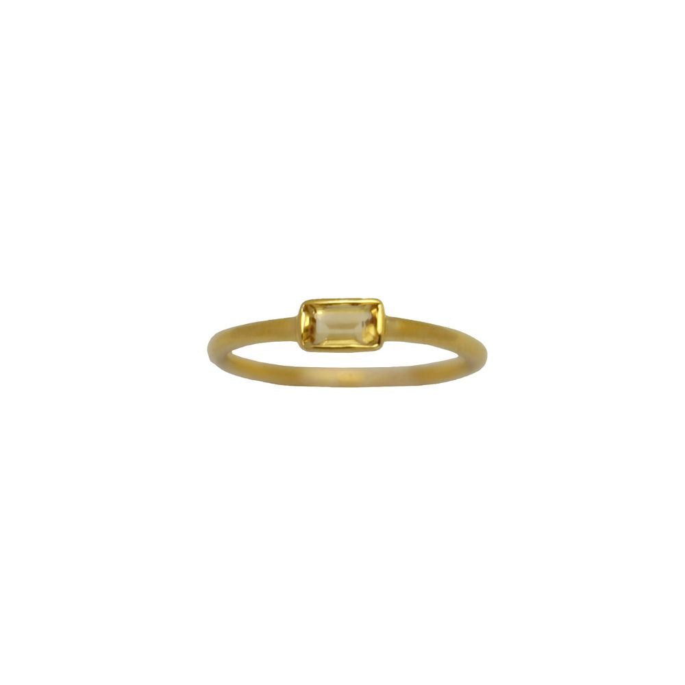 Ring Edelsteen Rozenkwarts Baguette Gold *MAAT 16