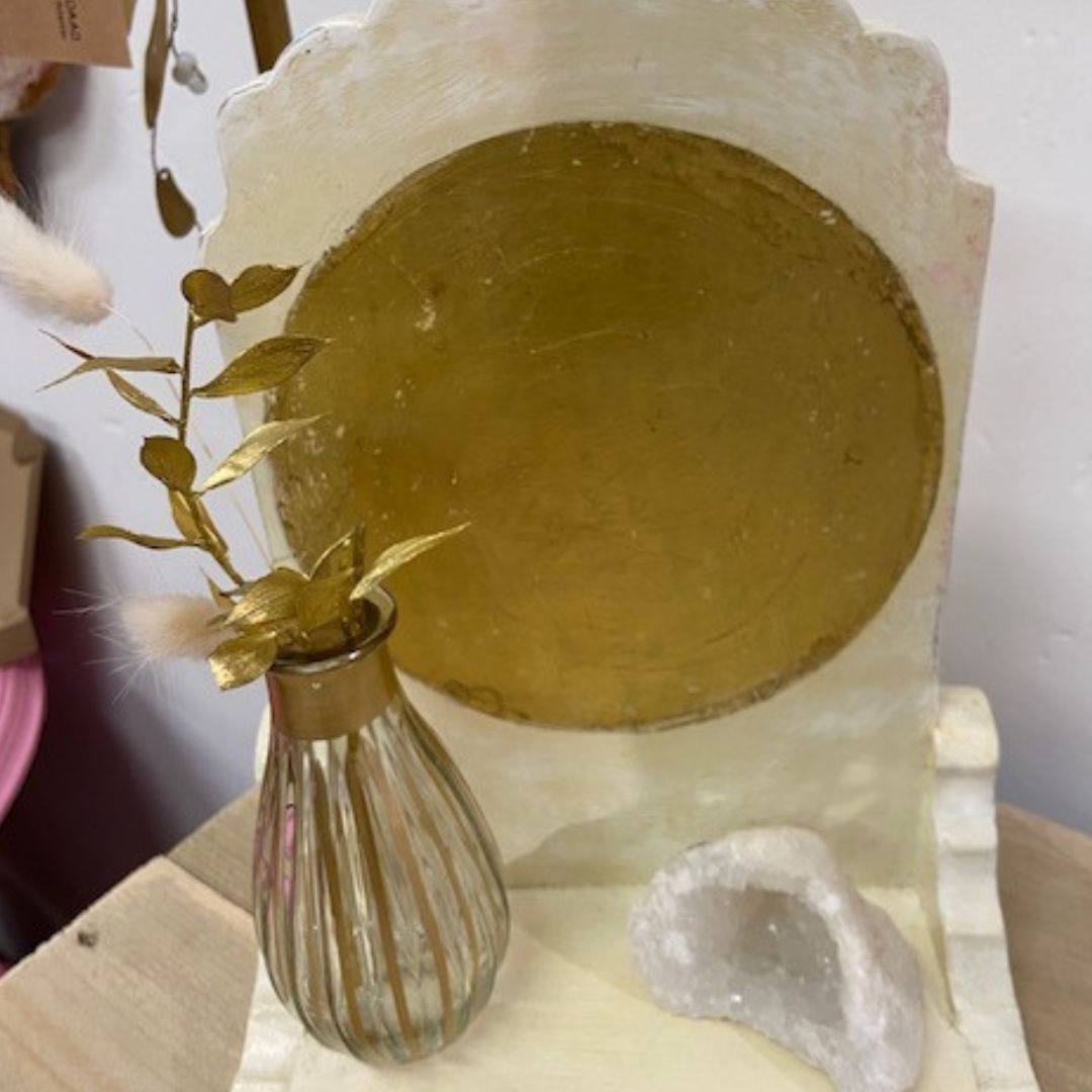 Altaartje Crème met Gouden Cirkel Large