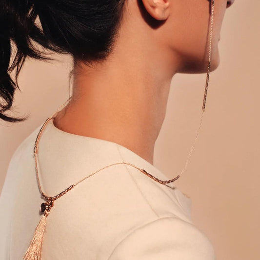 Bohemian Inspired Beige Brillenkoord Goud