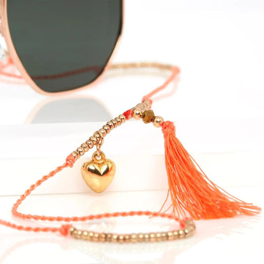 Bohemian Inspired Koraal Brillenkoord Goud