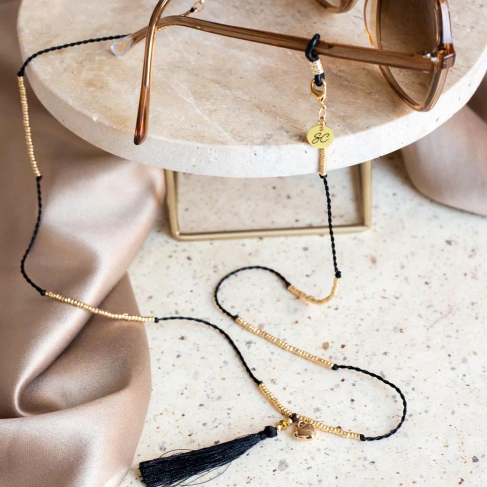 Bohemian Inspired Zwart Brillenkoord Goud