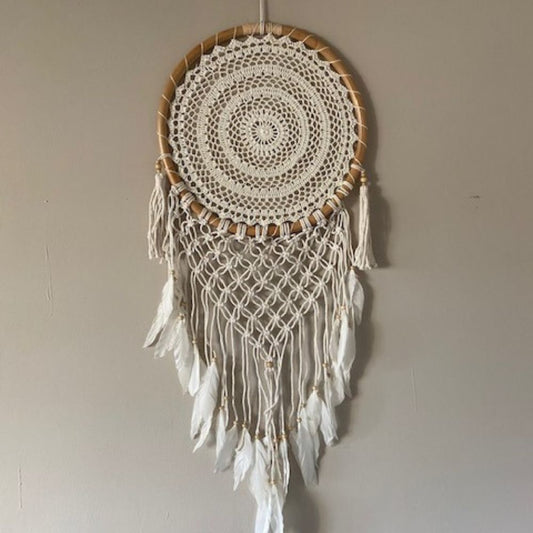 Boho Dromenvanger met Witte Veren Large