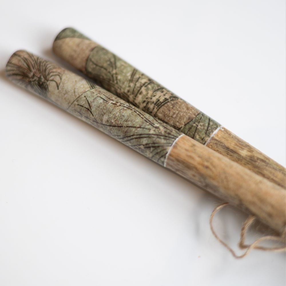 Houten Sla Bestek met Ginko Flowers