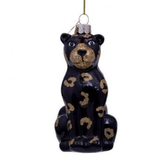 Glazen Zwarte panter met luipaard print van het merk Vondels