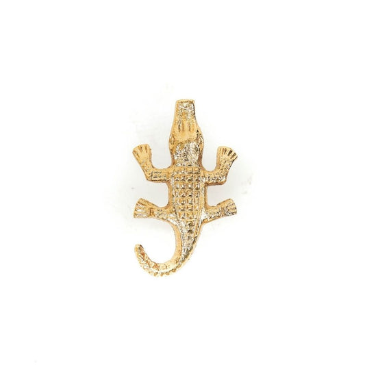 Gouden kastknop in de vorm van een krokodil
