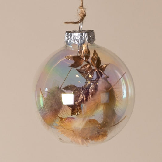 Glazen Kerstbal Droogbloemen Sandrine