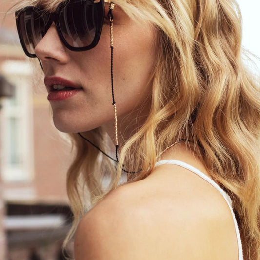 Bohemian Inspired Zwart Brillenkoord Goud