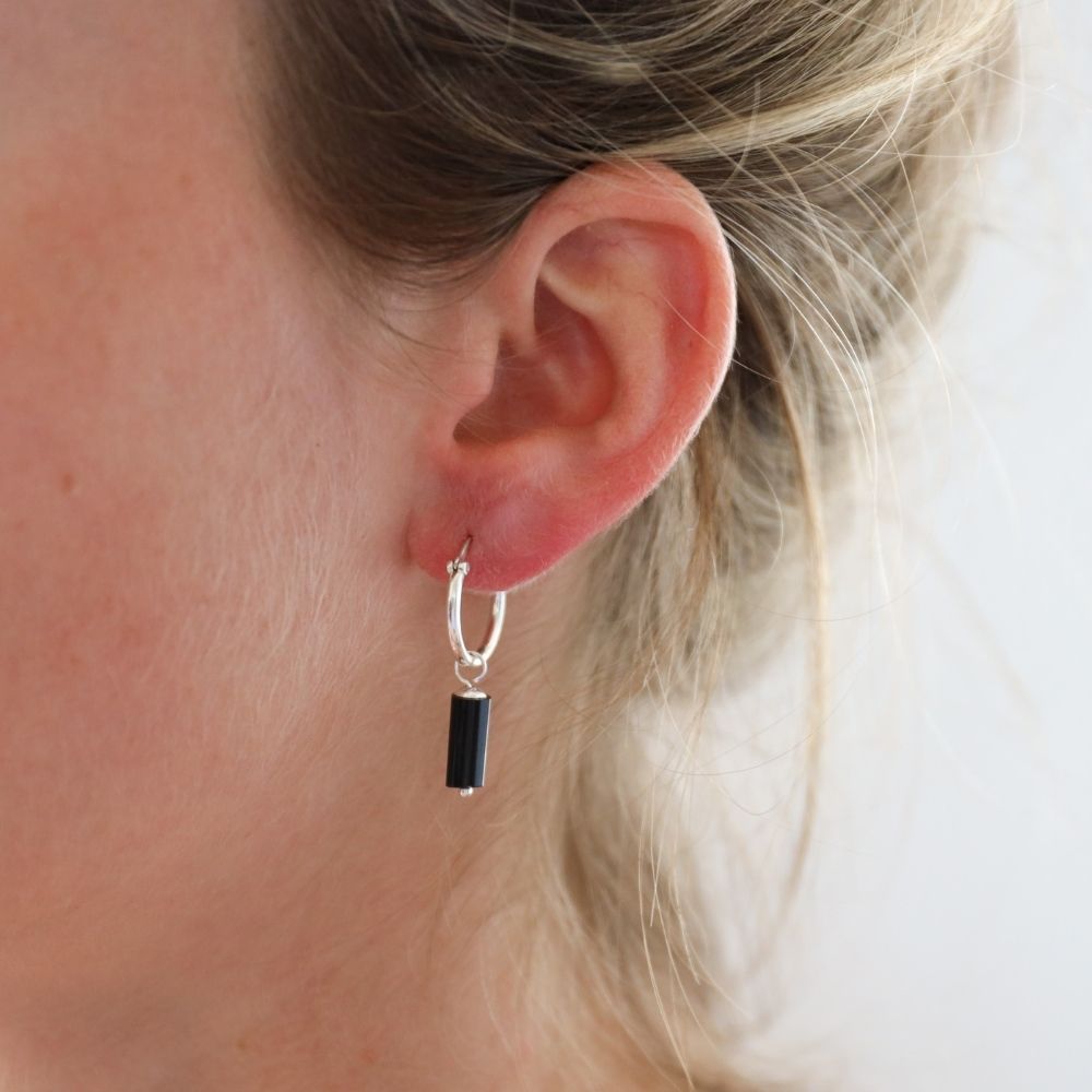 Oorbellen Black Onyx Silver