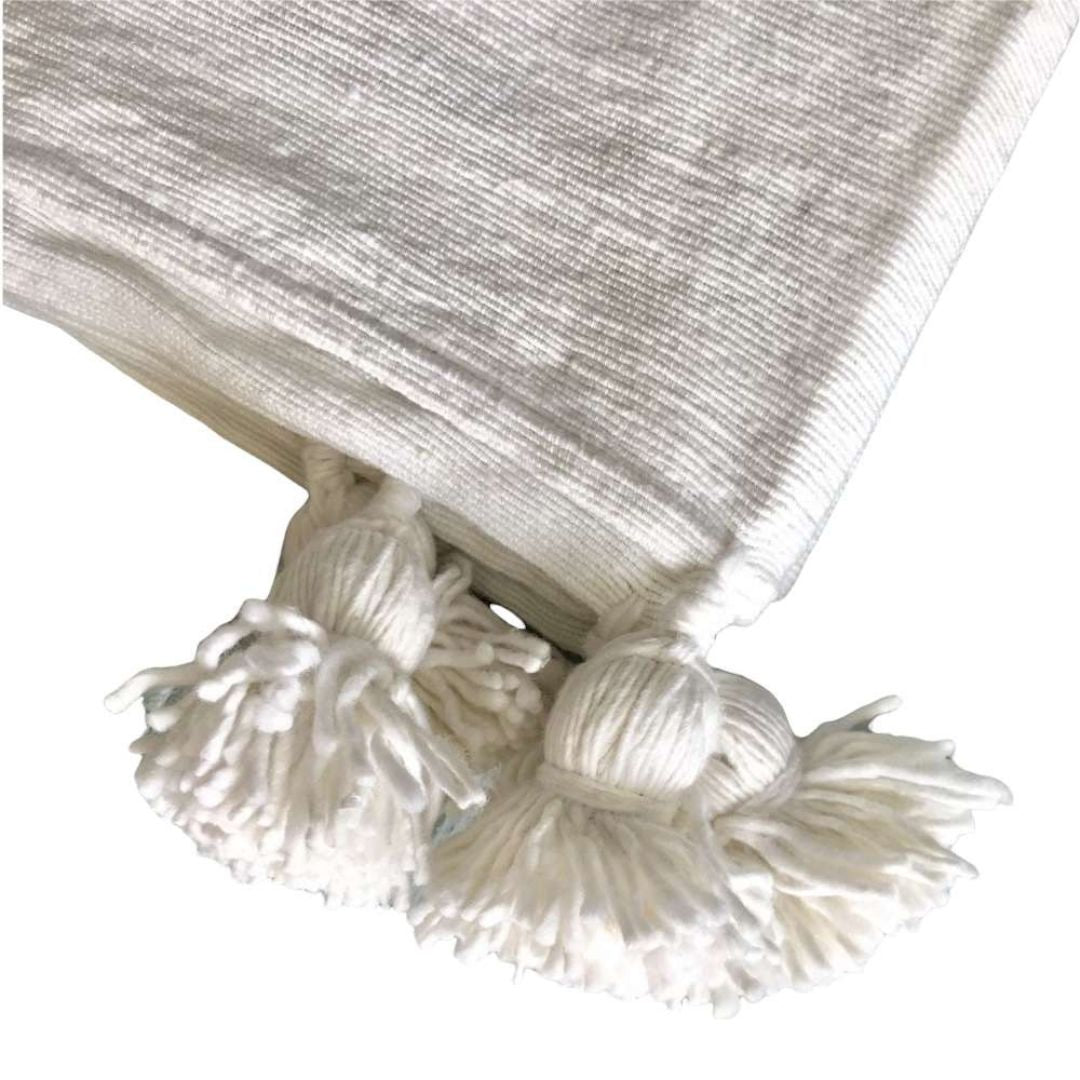 Marokkaanse Pompom Plaid Ecru 140 x 180 cm