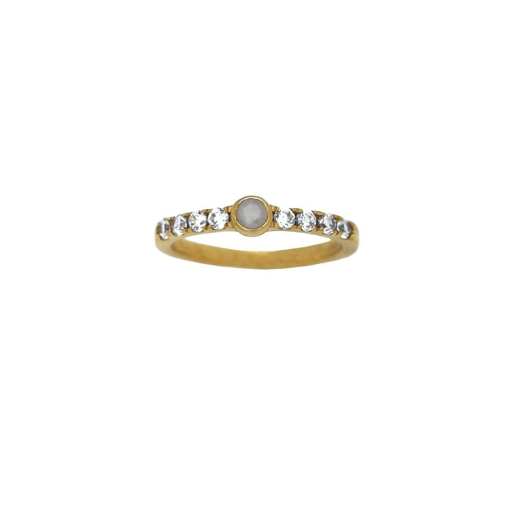 Ring Tiny White Agate Gold