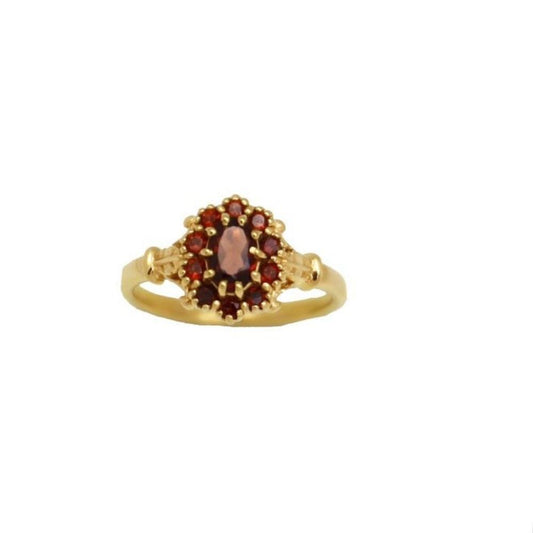 Ring Edelsteen Garnet Flower Gold