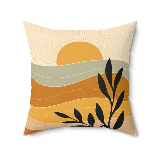 Boho Sierkussen met print ondergaande zon - vierkant