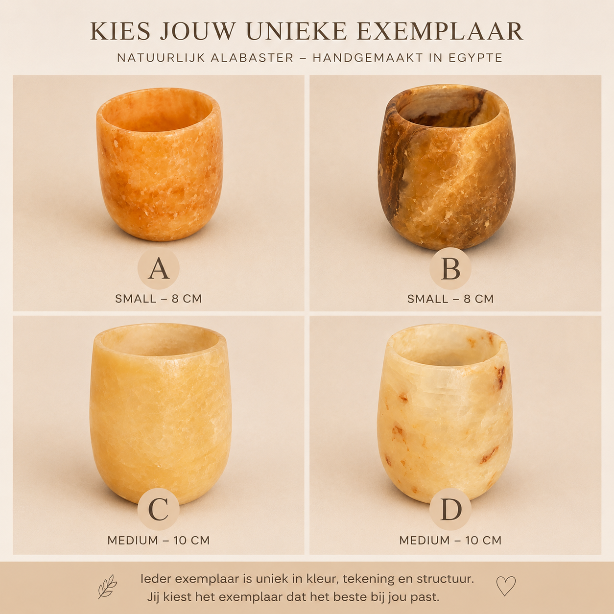 Overzicht Alabaster Waxinelichthouder Druppel Bruin