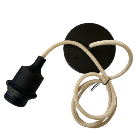 Aansluitset lamp in het zwart met naturel koord