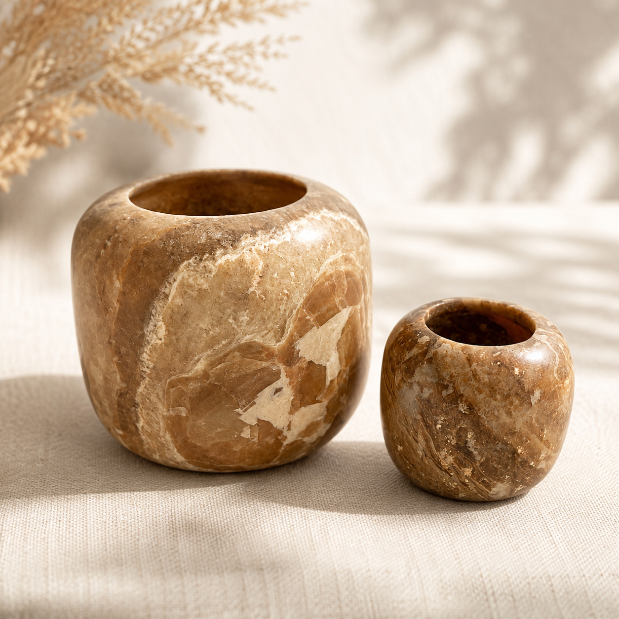 Alabaster Waxinelicht-houder Bruin
