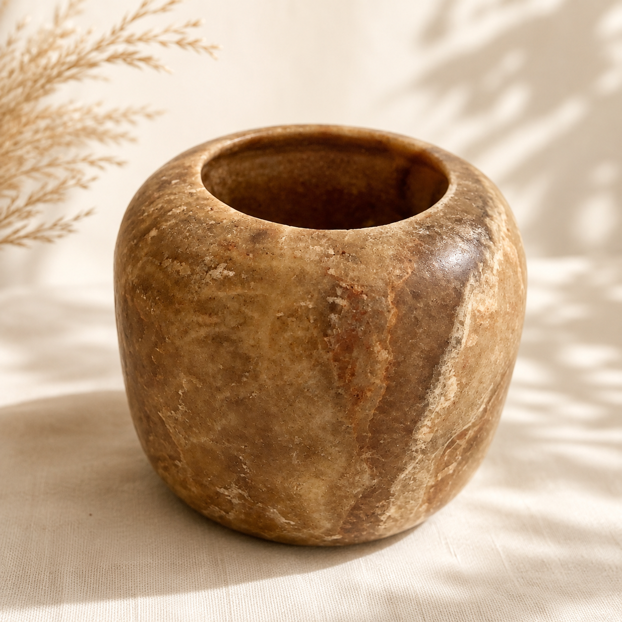 Alabaster Waxinelicht-houder Bruin