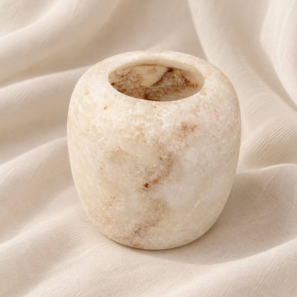 Alabaster Waxinelicht-houder Rond Wit