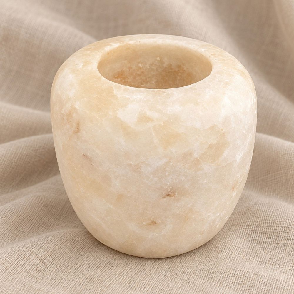 Alabaster Waxinelicht-houder Rond Wit