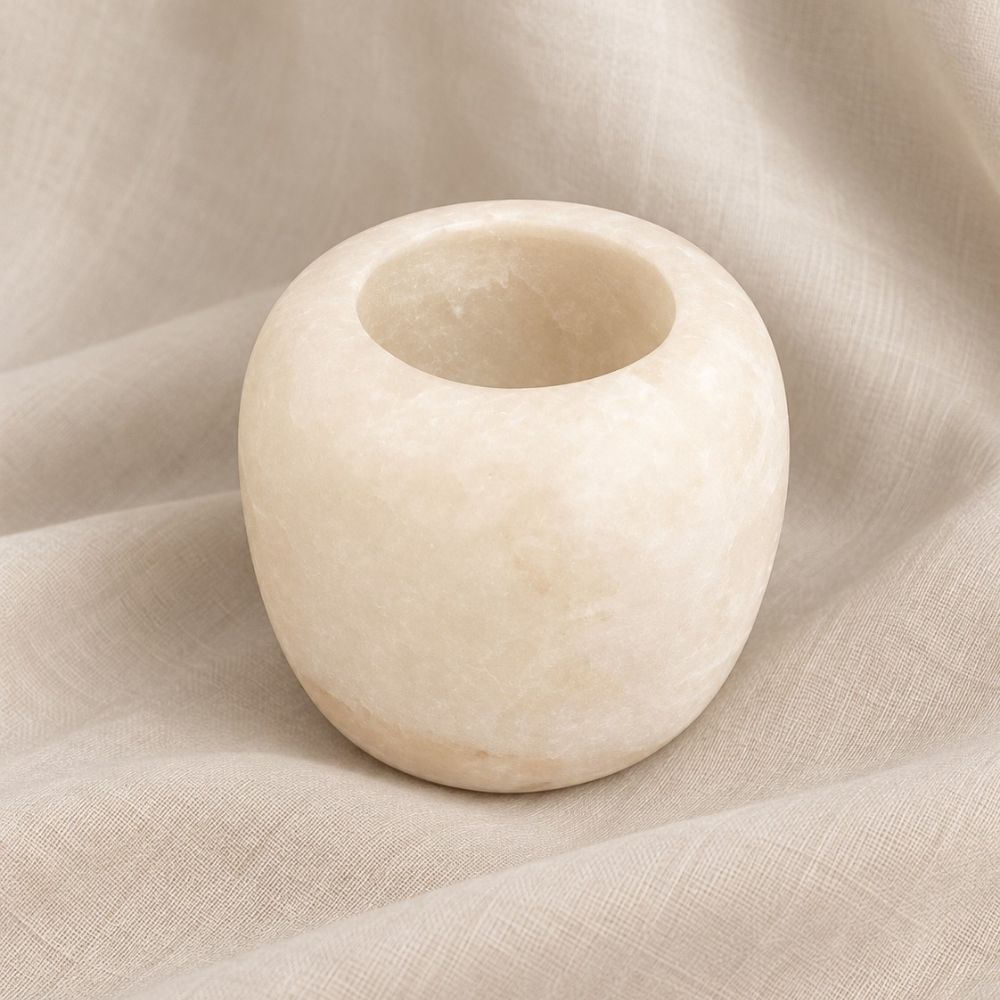 Alabaster Waxinelicht-houder Rond Wit