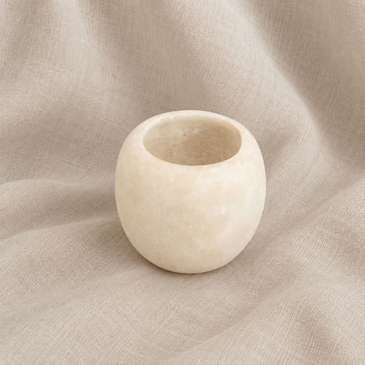 Alabaster Waxinelicht-houder Rond Wit