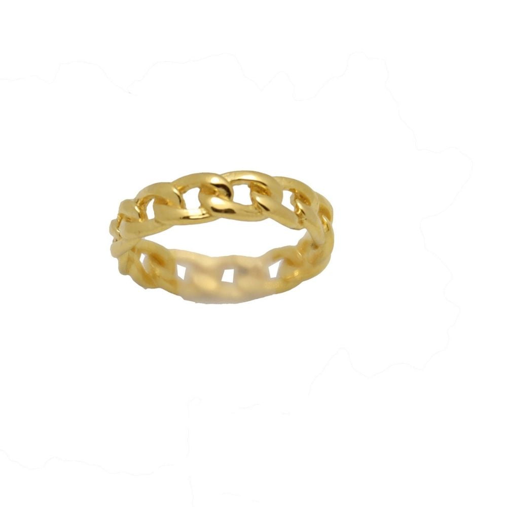 Chain ring goud gemaakt van brass met 14K gold plating. Ideaal om te combineren met andere ringen