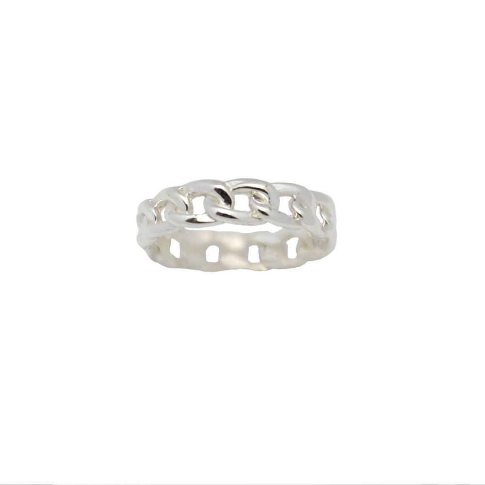 Chain ring zilver. Een ideale ring om te combineren met andere ringen.
