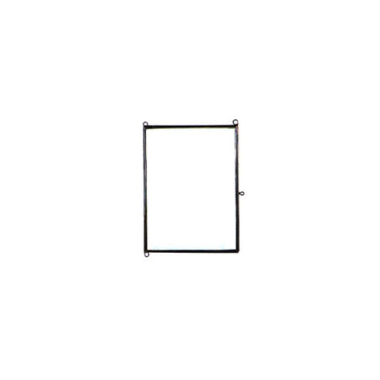 Zwart fotolijstje van glas om 1 foto in te bewaren en op te hangen. Aan deze fotolijstje zitten 3 oogjes om het verticaal of horizontaal te kunnen ophangen.