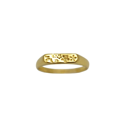 Vintage Flower Signet ring in het goud. Het materiaal is gemaakt van 14K gold op basis van brass.